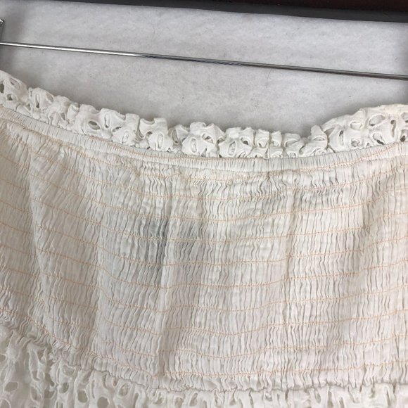 Moda International Women's Size Medium White Eyelet Strapless Cotton Mini Dress - Picture 2 of 9